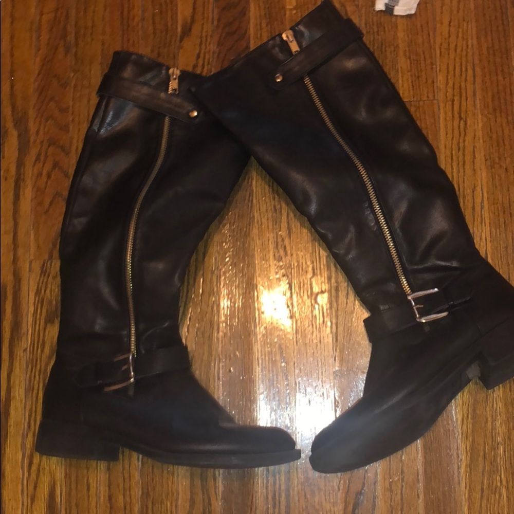 Black leather boots